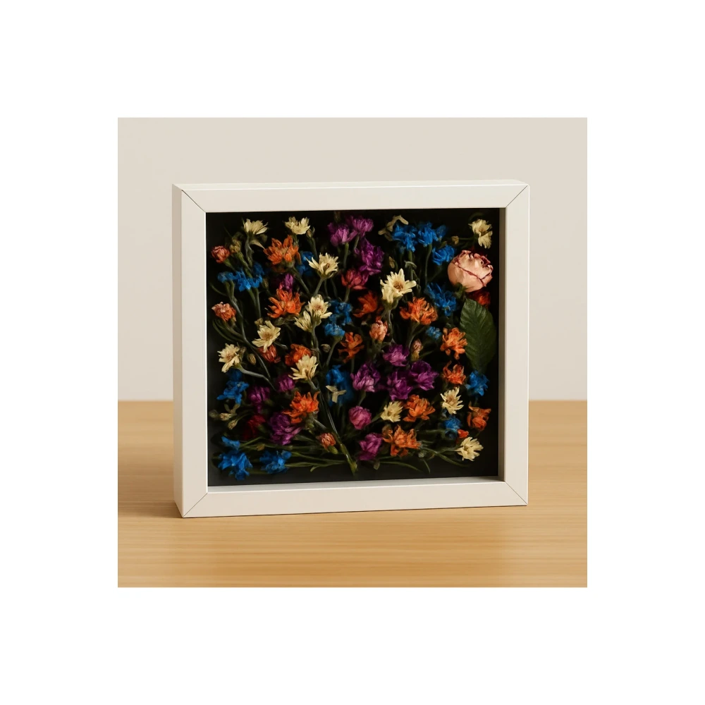 25x25 Cm Derin Beyaz Anı Çerçevesi - Gül Kutusu - Isteme Çiçegi Çerçevesi
