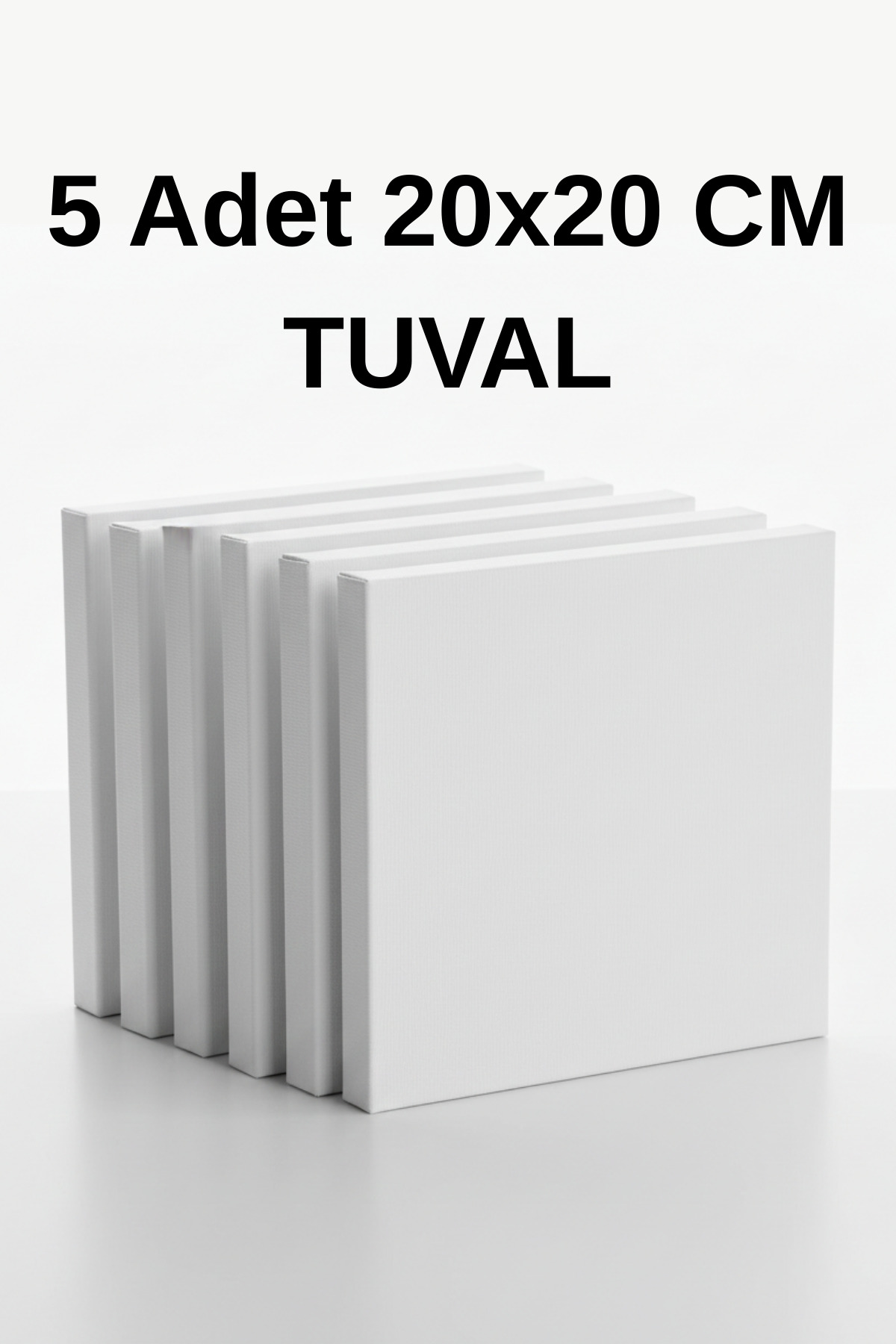 20x20 cm 5 Adet Astarlı Tuval Seti (Arkadan Zımbalı) Boş Tuval