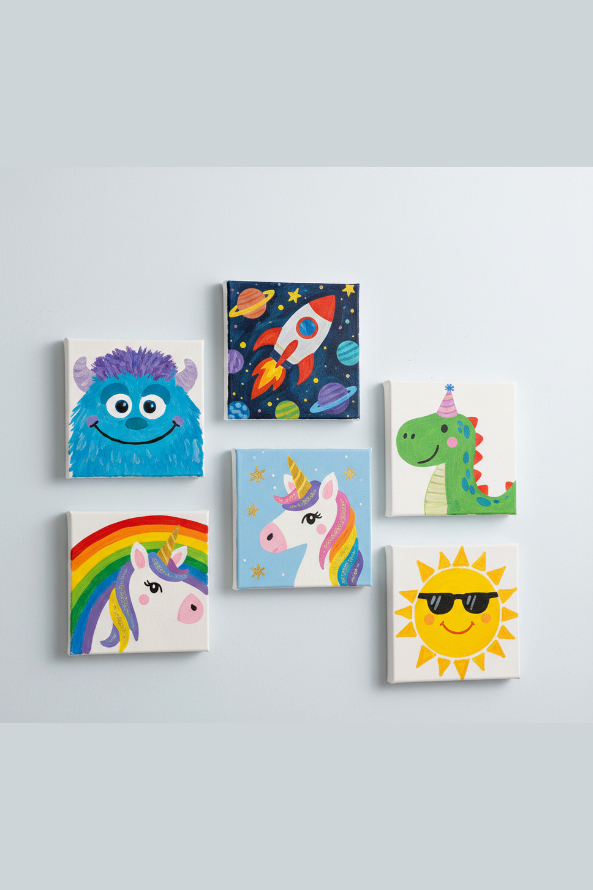 20x20 cm 5 Adet Astarlı Tuval Seti (Arkadan Zımbalı) Boş Tuval