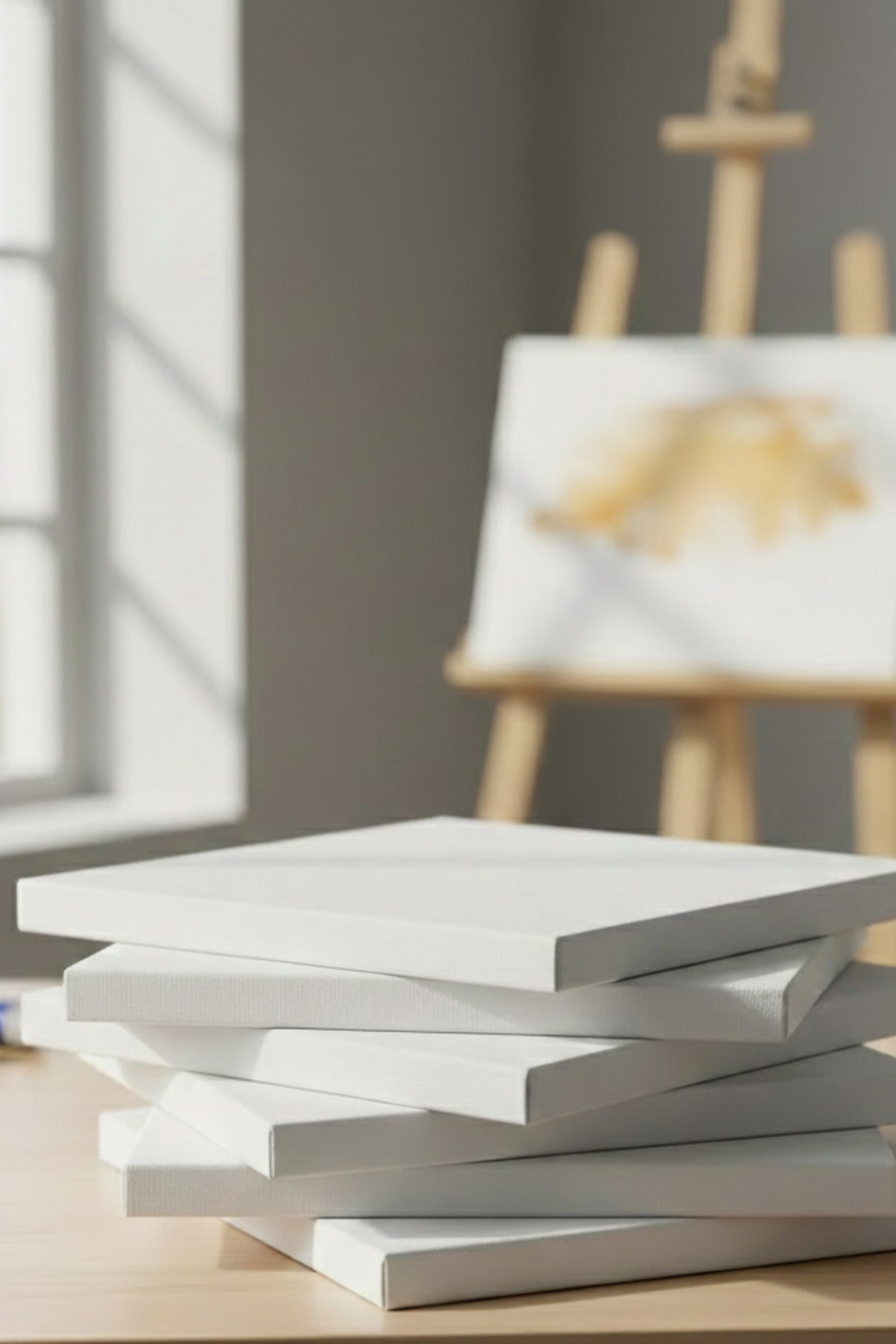 20x20 cm 5 Adet Astarlı Tuval Seti (Arkadan Zımbalı) Boş Tuval
