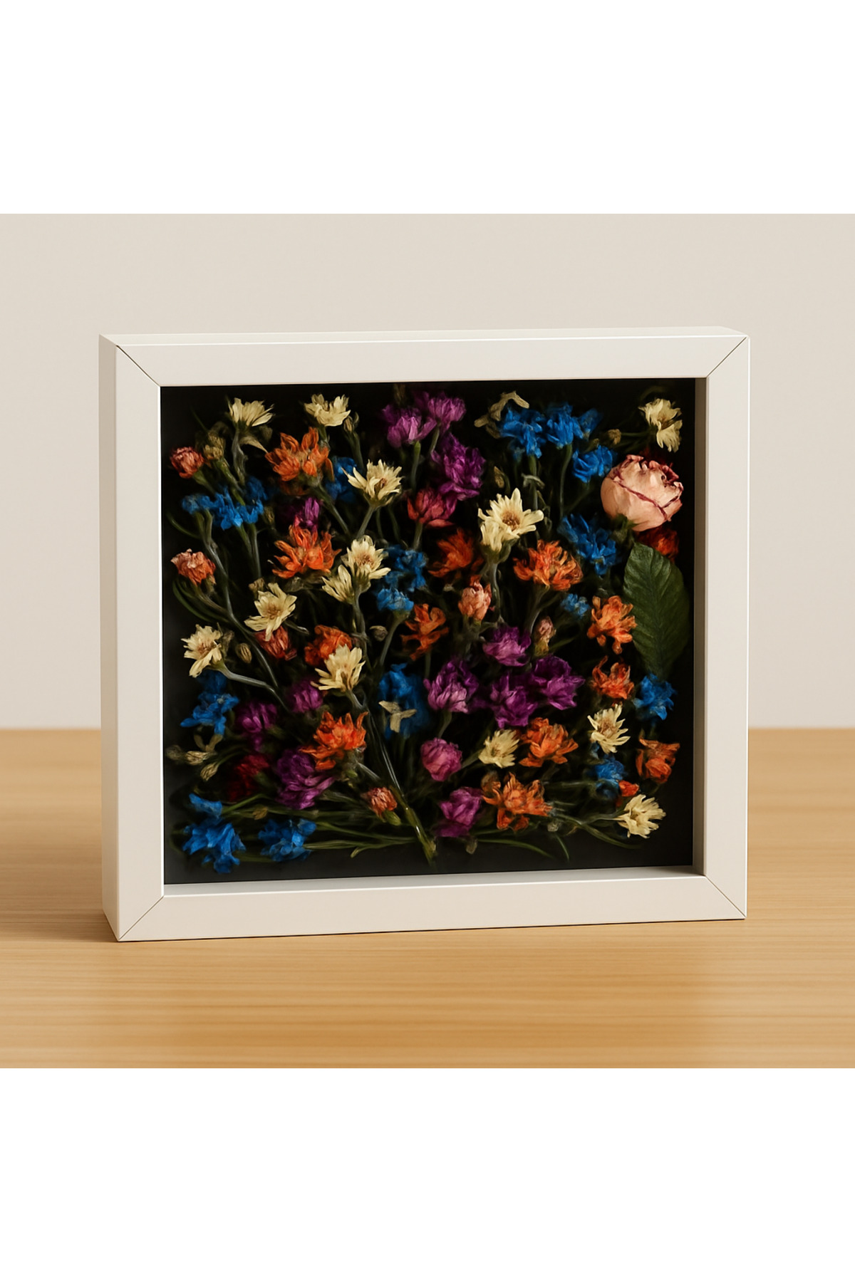 25x25 Cm Derin Beyaz Anı Çerçevesi - Gül Kutusu - Isteme Çiçegi Çerçevesi