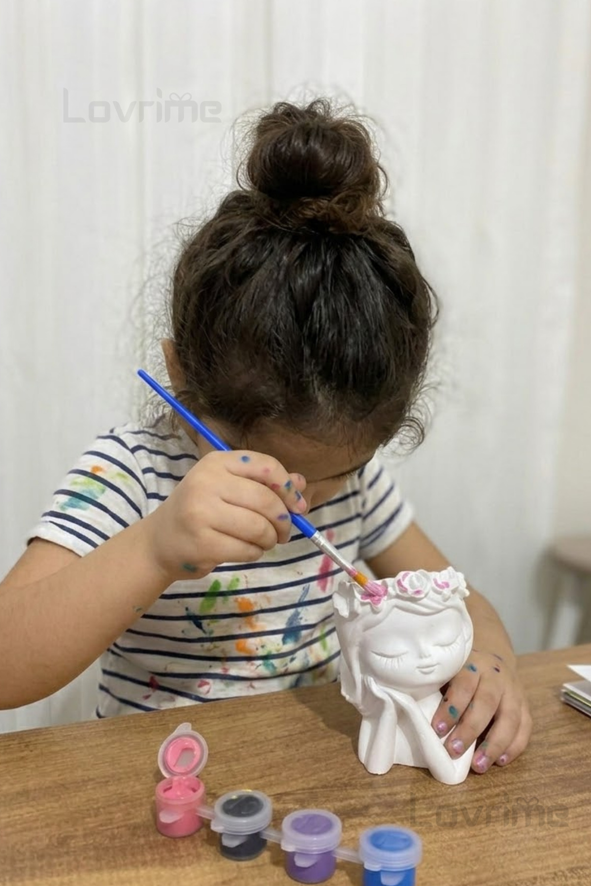 Kız Kalemlik Kutusu ve Taş Boyama Seti - Anne Çocuk El Becerisi Geliştirme Boyama Etkinliği Seti