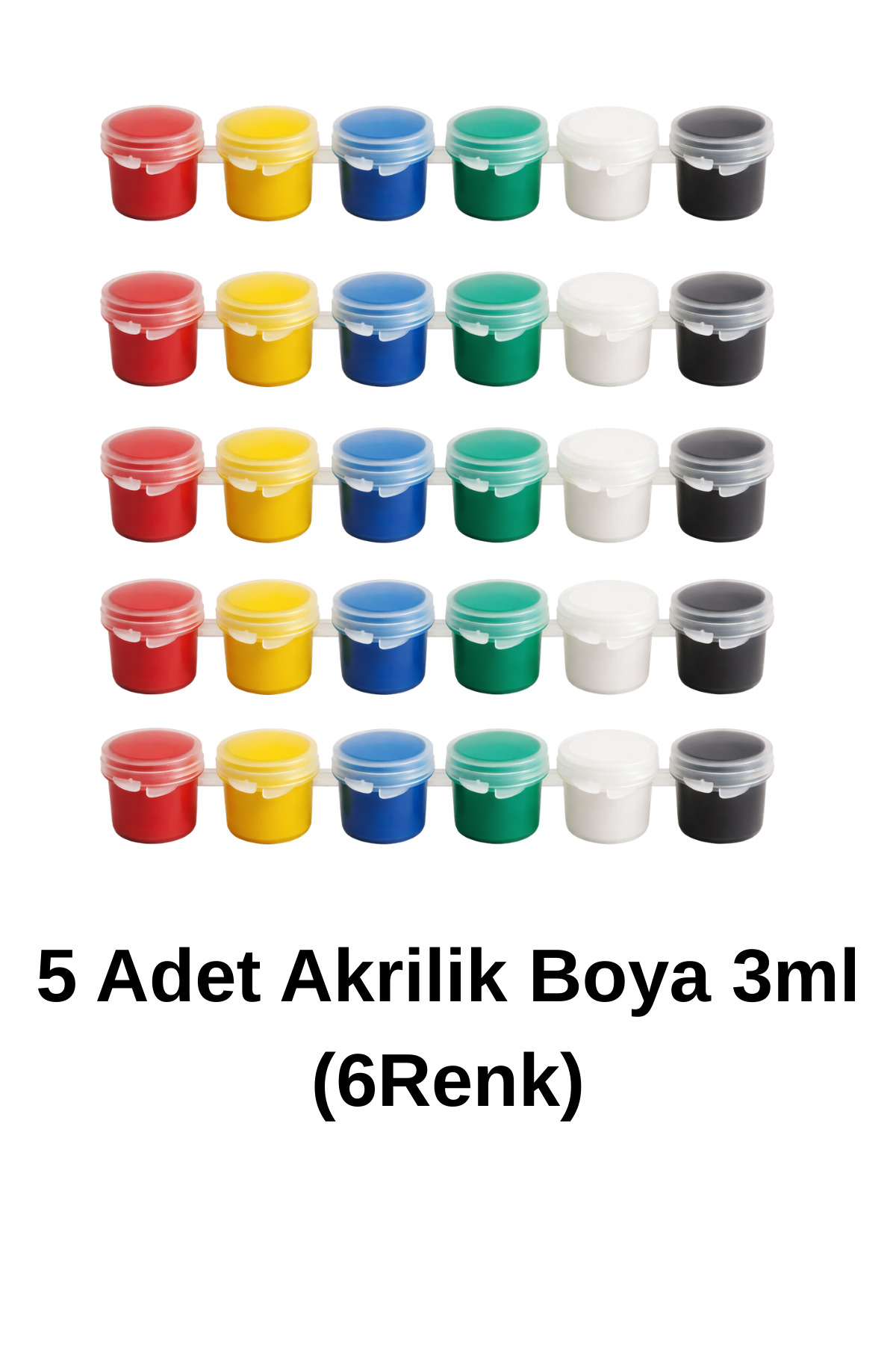 5 Adet 6'lı 3ml Akrilik Boya, Etkinlik Boyama, Çocuk Boyama, Akrilik Boya Seti